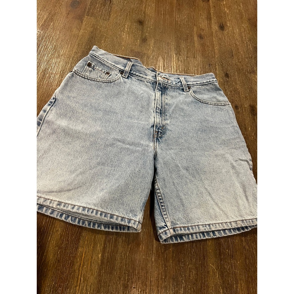 Levis 550 Vintage Relaxed Fit Denim Shorts Light Wash Blue High Waisted 31 Waist